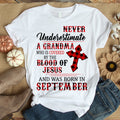Never underestimate a grandma September birthday shirts, a queen was born in September, September shirts for Woman