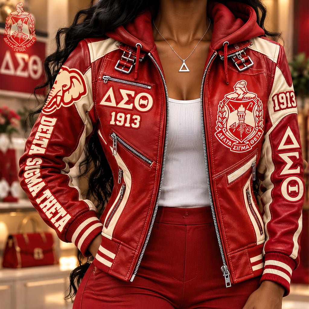 Hooded Leather-Look Bomber Jacket HANNN TND DST 20102614