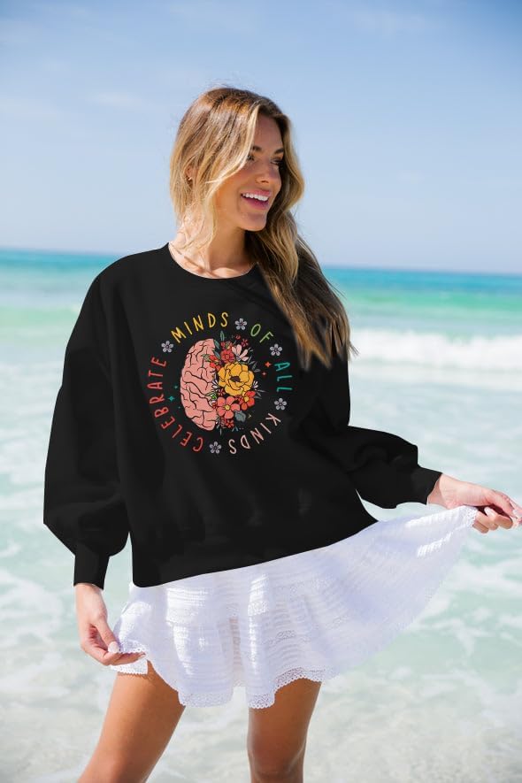 MNLYBABY Women Autism Awareness Sweatshirt Autistic Support Lightweight Shirt Special Education Teacher Autism Mom Tops