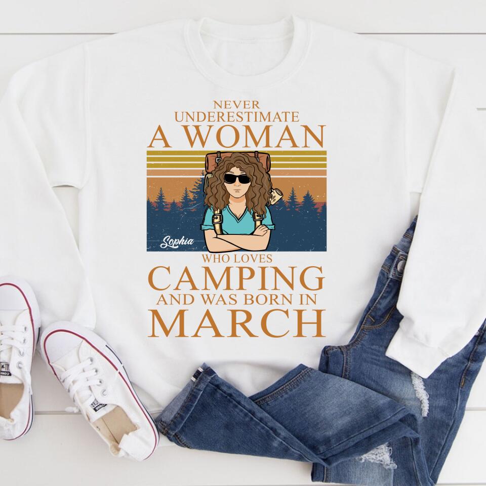 March Birthday Shirts, Custom Birthday Shirt, A Queen Was Born In March, March Birthday Gifts, March Birthday Shirts For Women, Camping Birthday Shirt, Never underestimate a Woman Who Loves Camping, Campers Gift, Camping Lover Unisex Cotton T Shirt