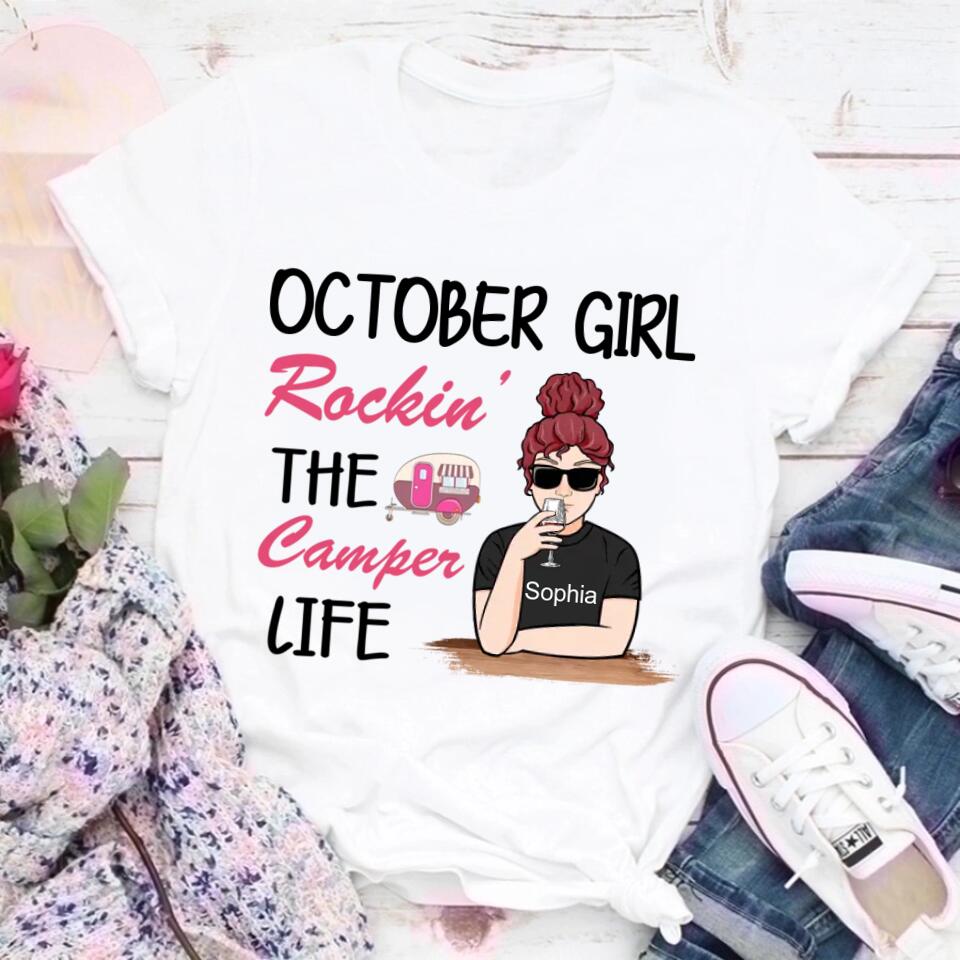 October Birthday Shirt, Custom Birthday Shirt, Queens are Born In October, October Birthday Shirts For Woman, October Birthday Gifts , Camping Lover