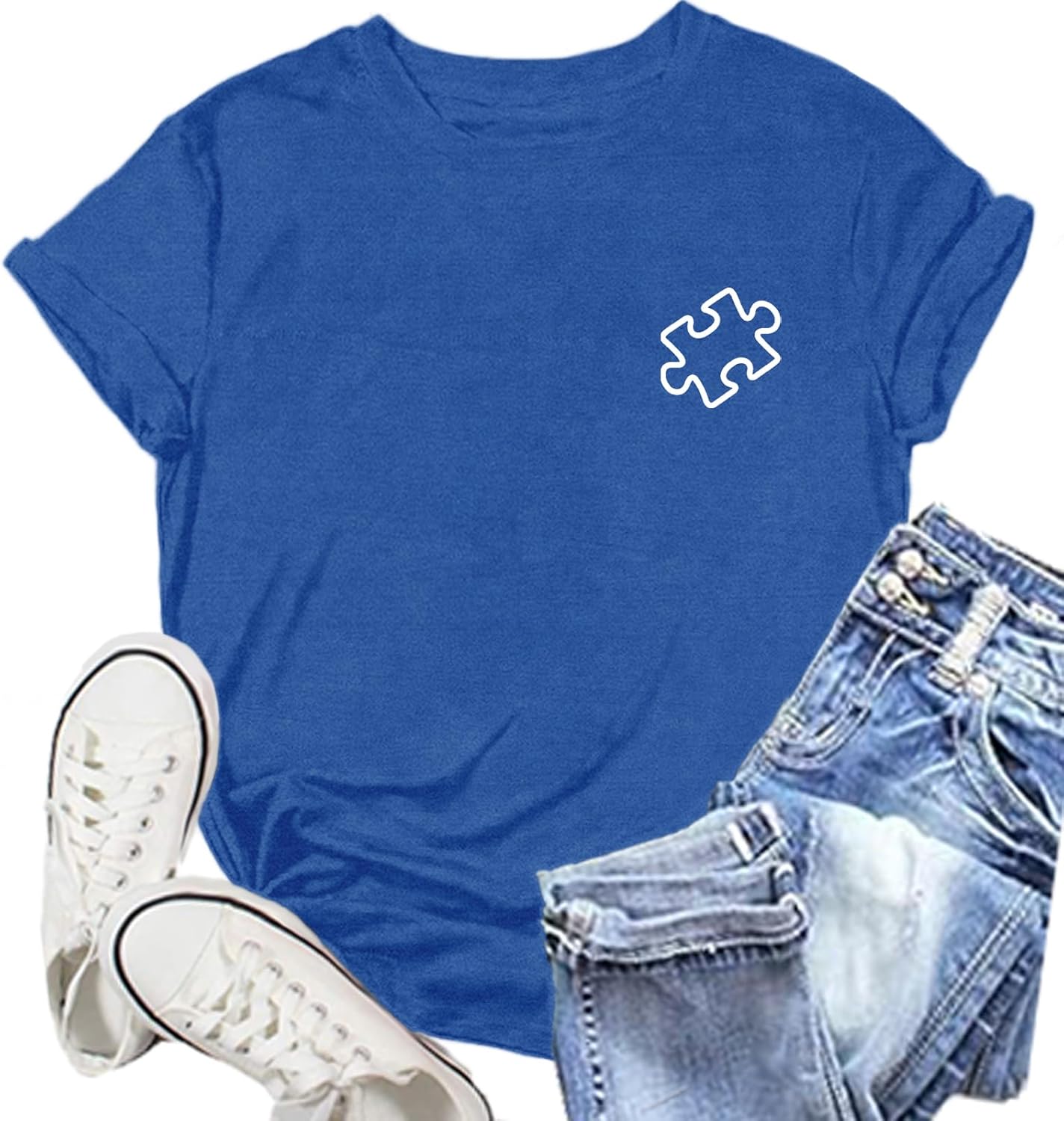 NEWKA Autism Awareness Shirt for Women: Autism Puzzle Piece Tshirt Autism Advocate Tee Shirts