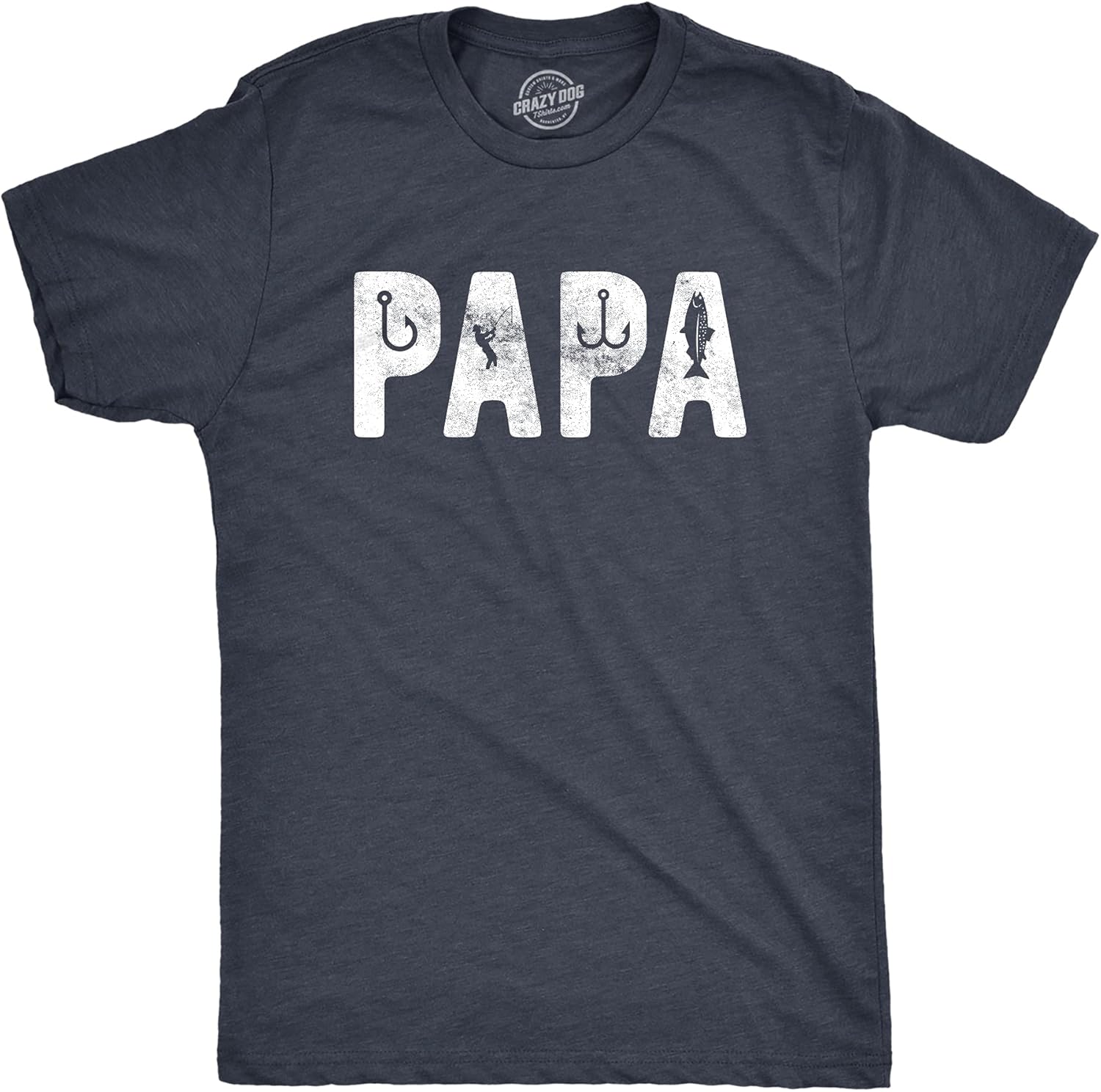 Crazy Dog Dad Fishing Shirts Funny Father's Day Reel Cool Dad Papa Grandpa Tees