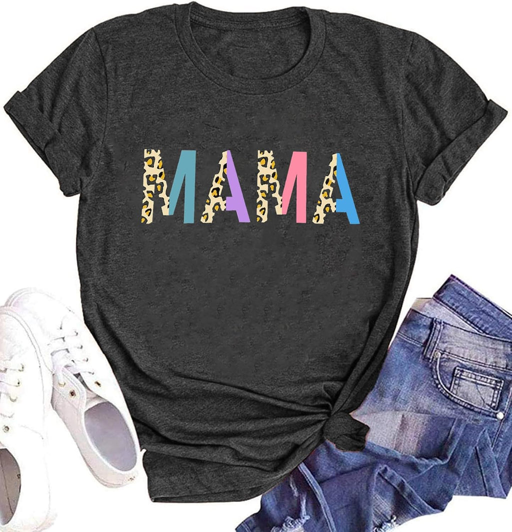 Mama Shirt Letter Printed Mom Life Tshirts Mom Mama Floral Wild Flowers Casual Short Sleeve Mother's Day Tee Tops