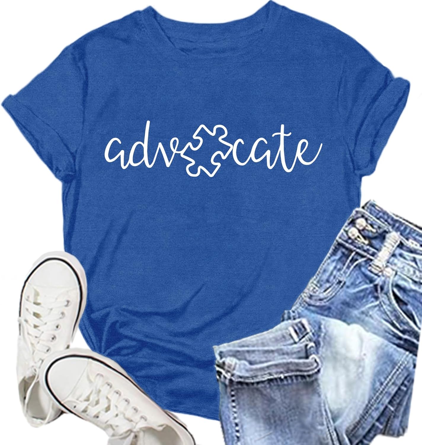 NEWKA Autism Awareness Shirt for Women: Autism Puzzle Piece Tshirt Autism Advocate Tee Shirts