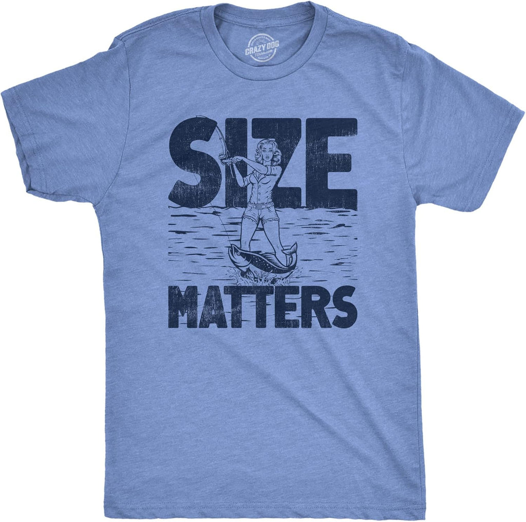 Crazy Dog Mens T Shirt Funny Fishing Joke Tees Novelty Fisherman Shirts