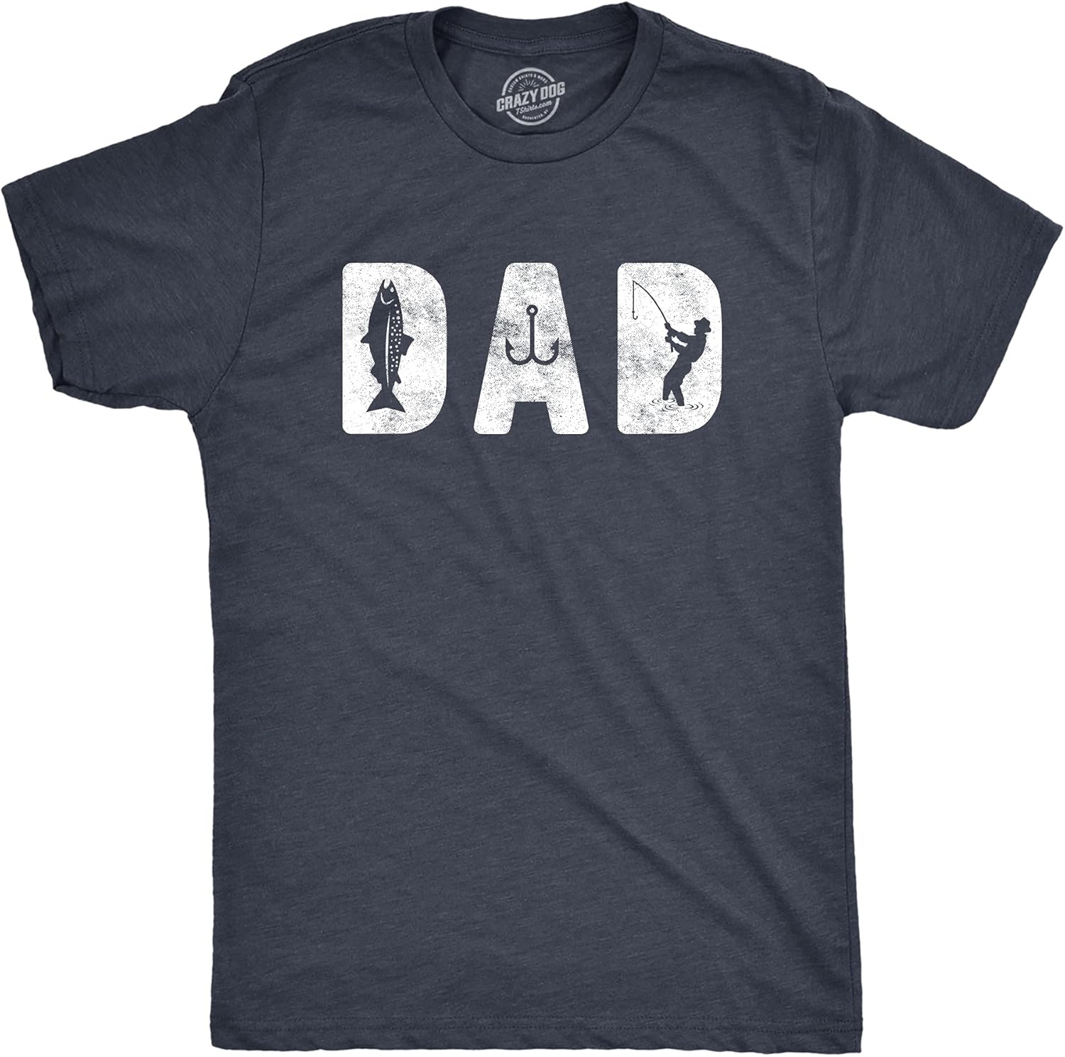 Crazy Dog Dad Fishing Shirts Funny Father's Day Reel Cool Dad Papa Grandpa Tees