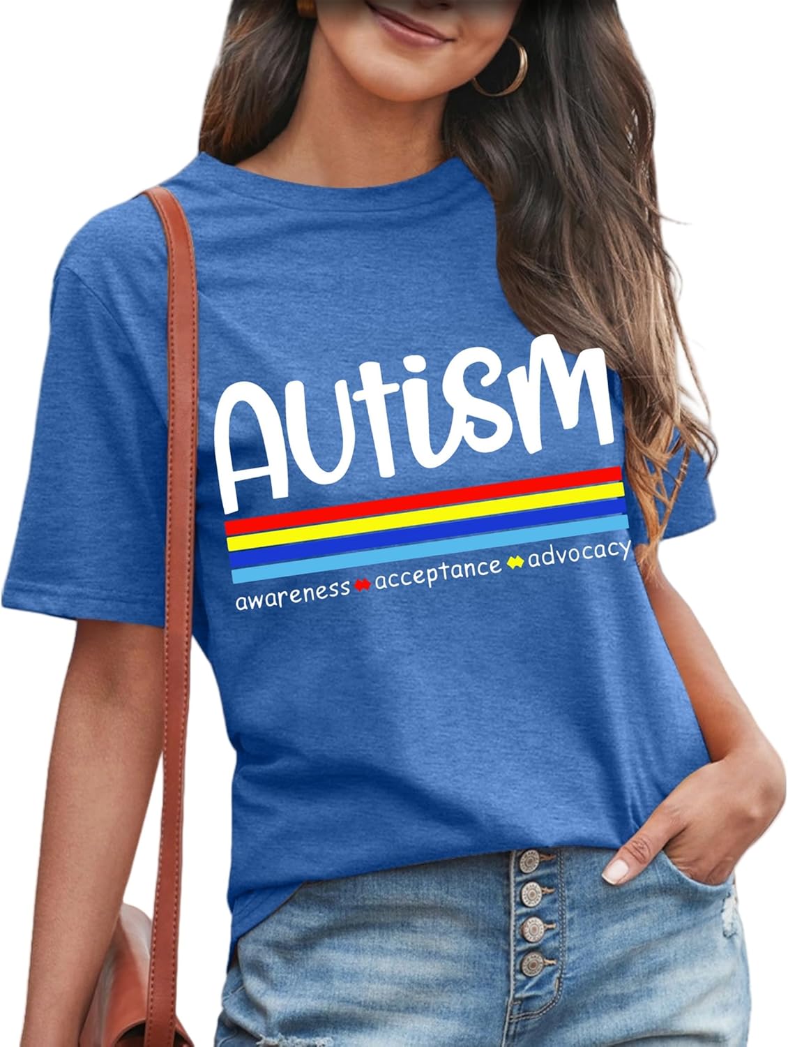 Autism Awareness Shirt Womens Autism Shirts Autistic Support Tshirt Acceptance Inspirational Mom Short Sleeve Tops