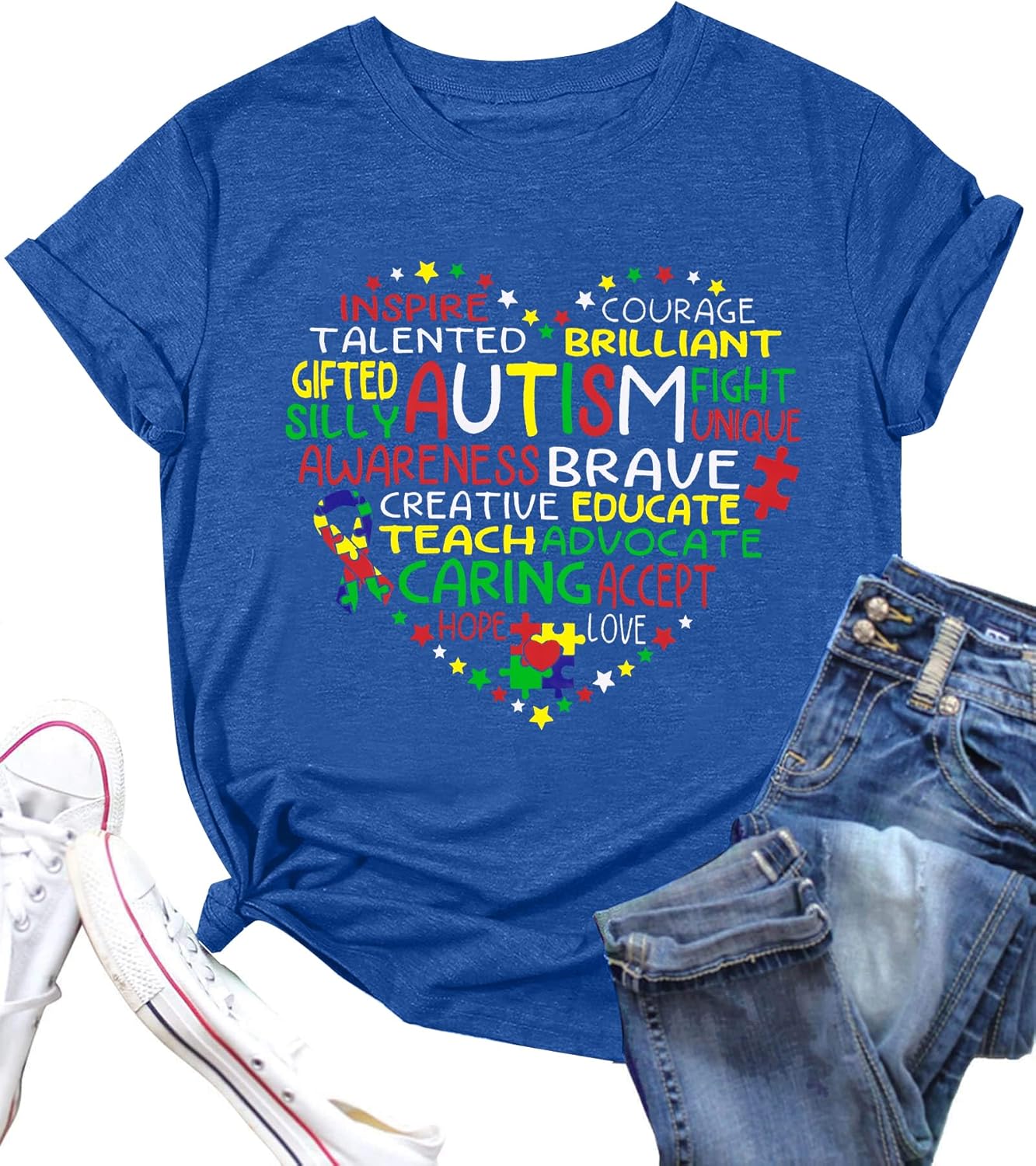 Autism Awareness Shirt Women Autism Shirts Autism Accept Understand Love Tee Special Education Teacher Inspirational Tops