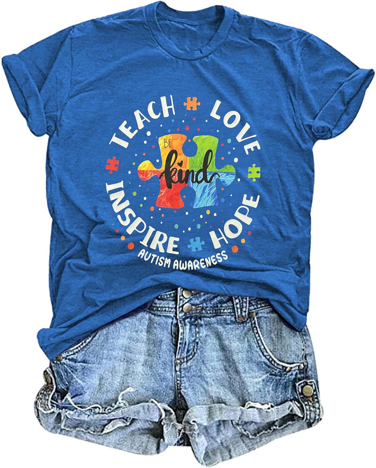 Autism Awareness Shirt Women Special Education Teacher T Shirt Short Sleeve Puzzle Piece Graphic Tee Tops