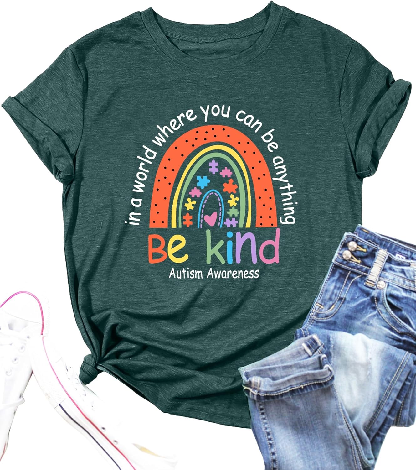 Autism Awareness Shirt Women Autism Support Tops Women Rainbow Mental Health Tshirt Special Education Tee