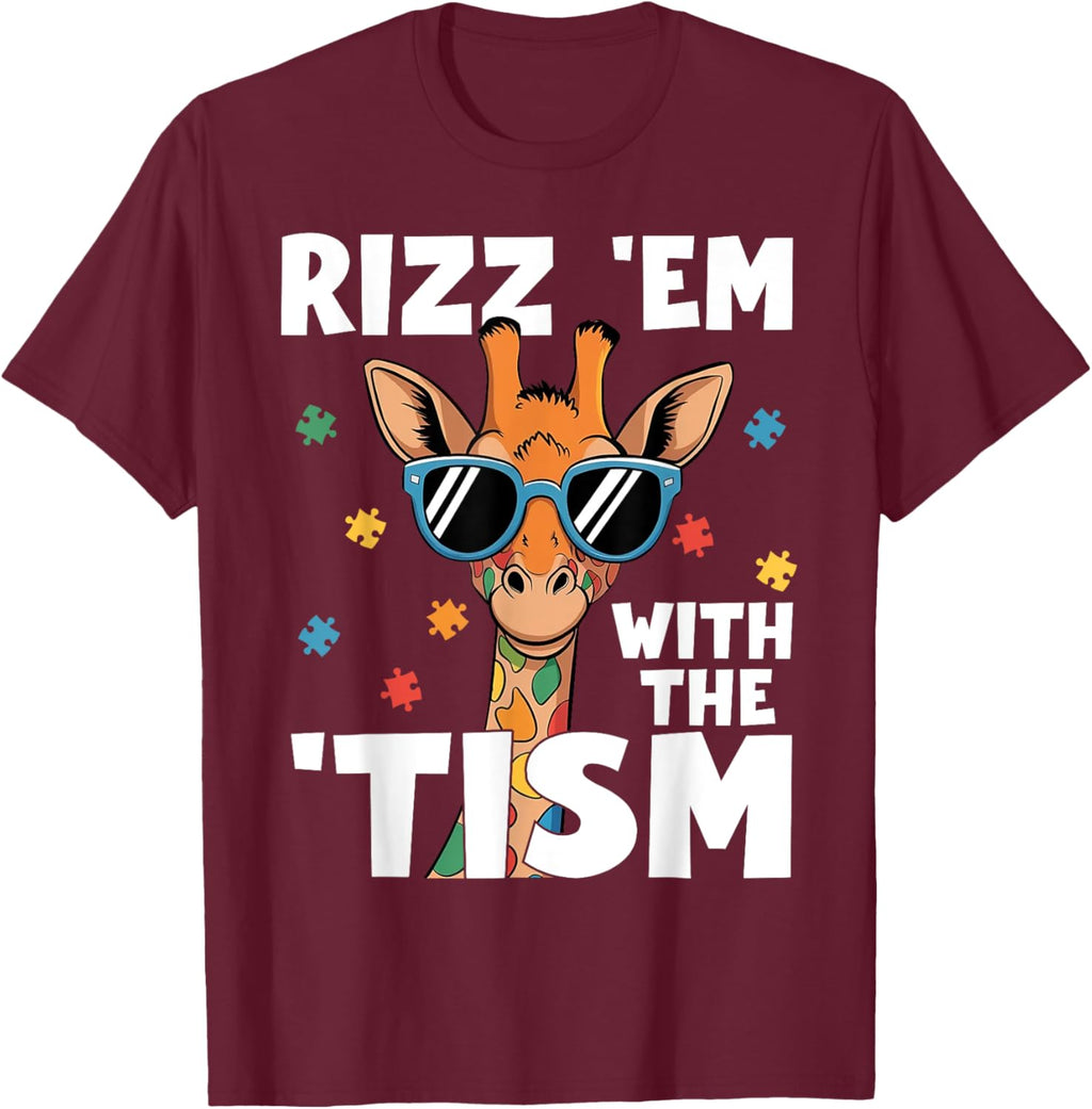 Rizz em with the tism Autism Giraffe Funny Autism Awareness