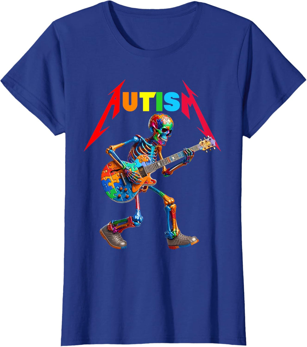 Autism Skeleton Guitar Rock Puzzle Music Autism Awareness