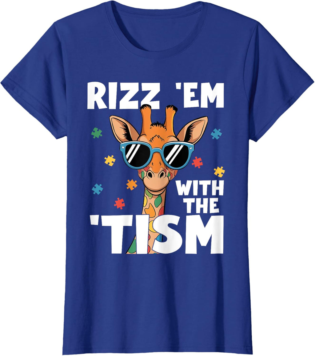 Rizz em with the tism Autism Giraffe Funny Autism Awareness