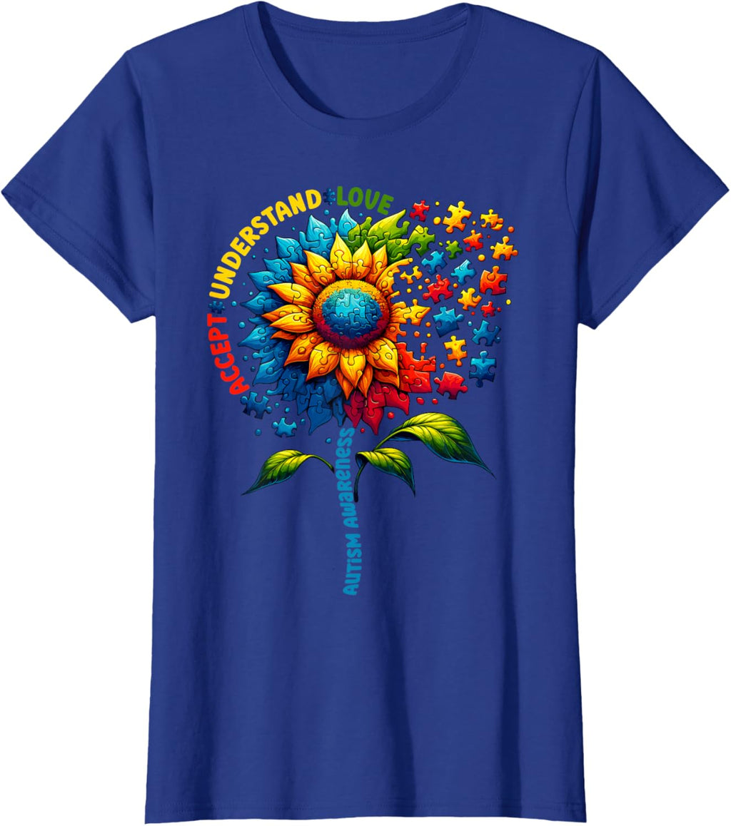 Autism Awareness Sunflower Men Women kids Autism Sunflower