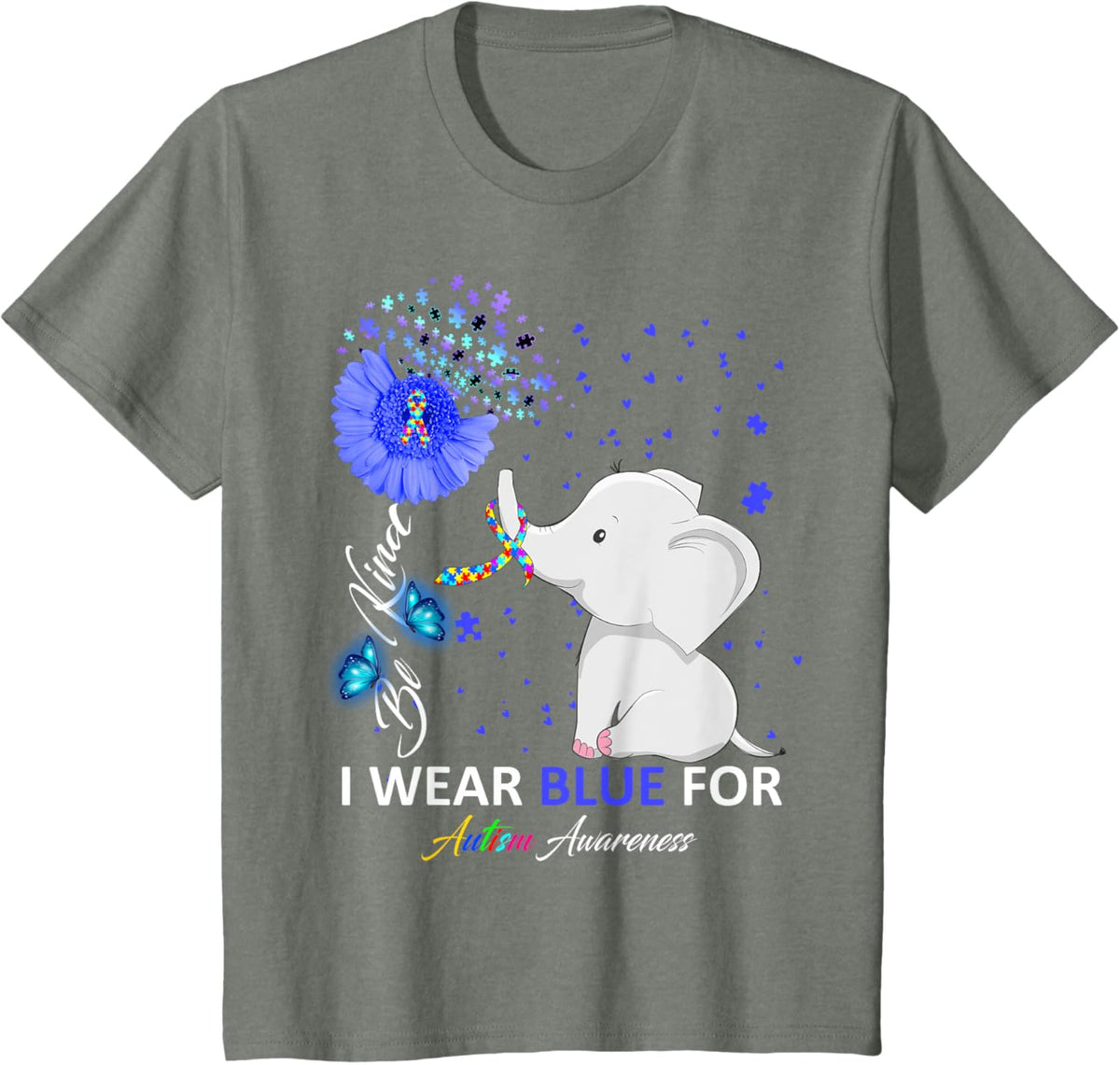 I Wear Blue Autism Awareness - Elephant Autism Awareness