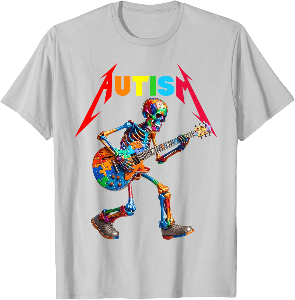 Autism Skeleton Guitar Rock Puzzle Music Autism Awareness