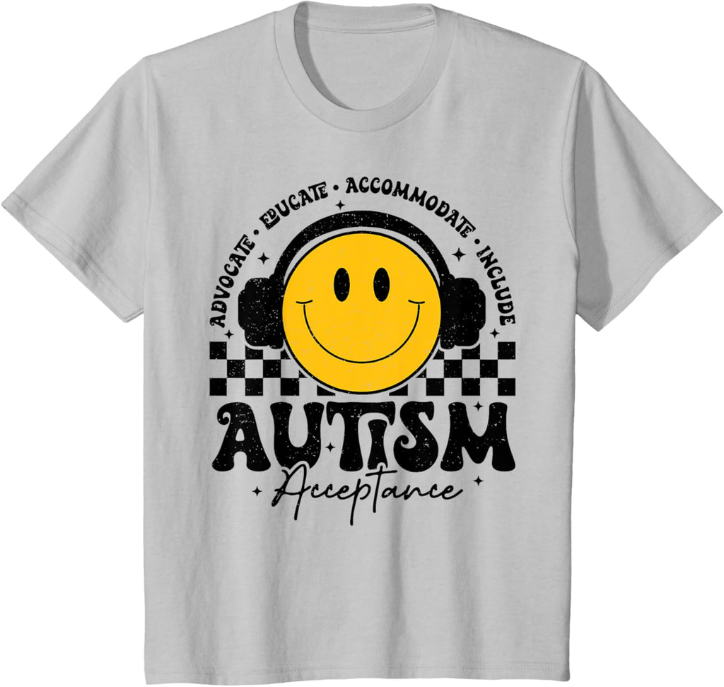 Kids Autism Awareness Acceptance Smile Face Autistic Teacher Kids