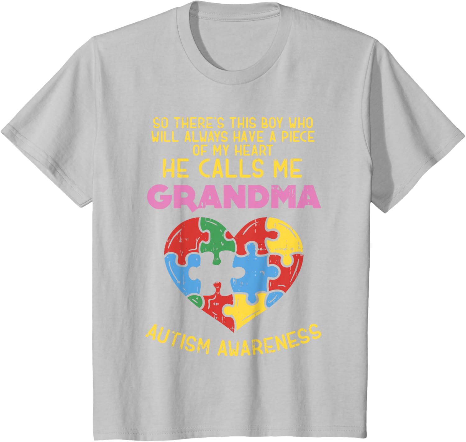 Grandma Autism Awareness Shirt Austistic Boy Piece My Heart