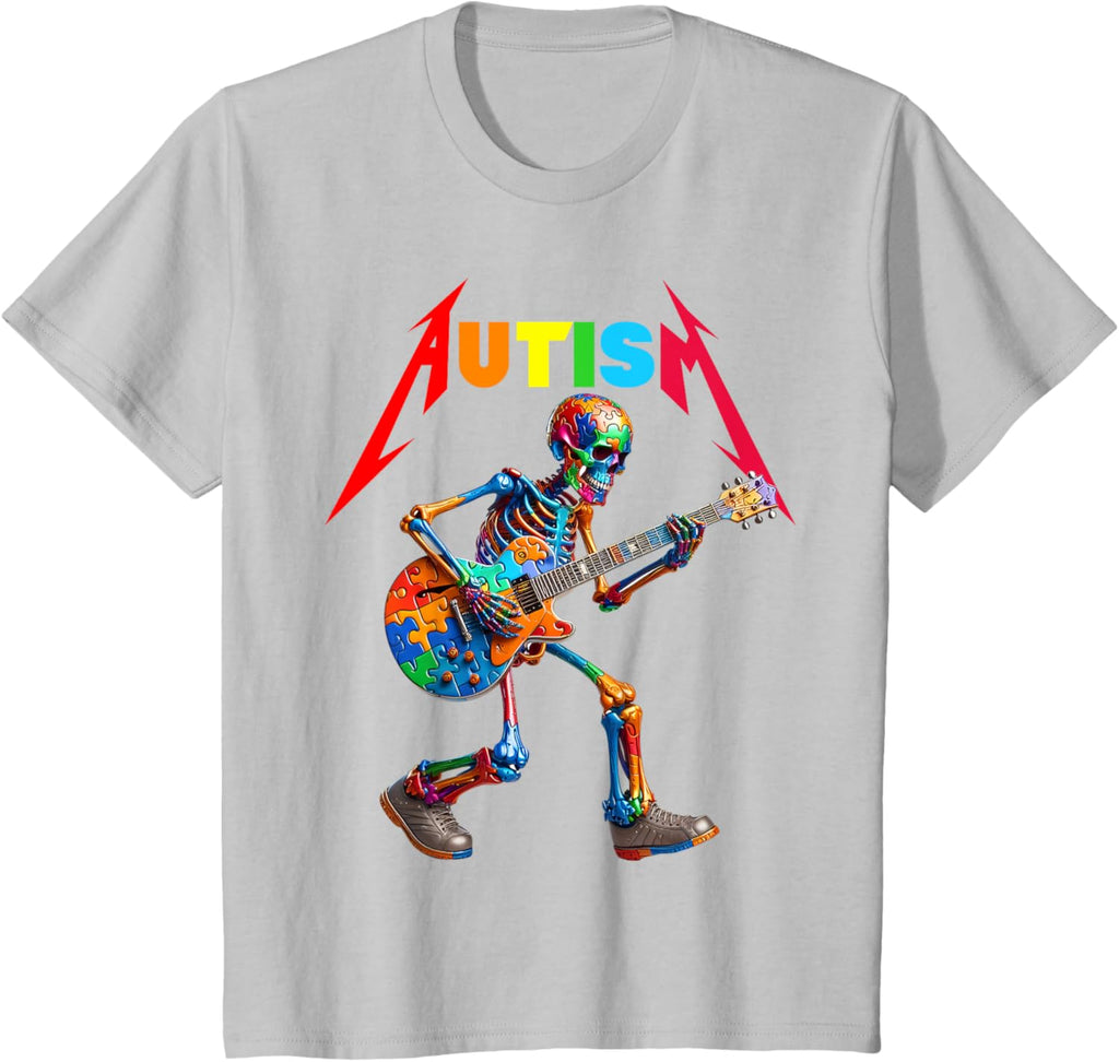 Autism Skeleton Guitar Rock Puzzle Music Autism Awareness