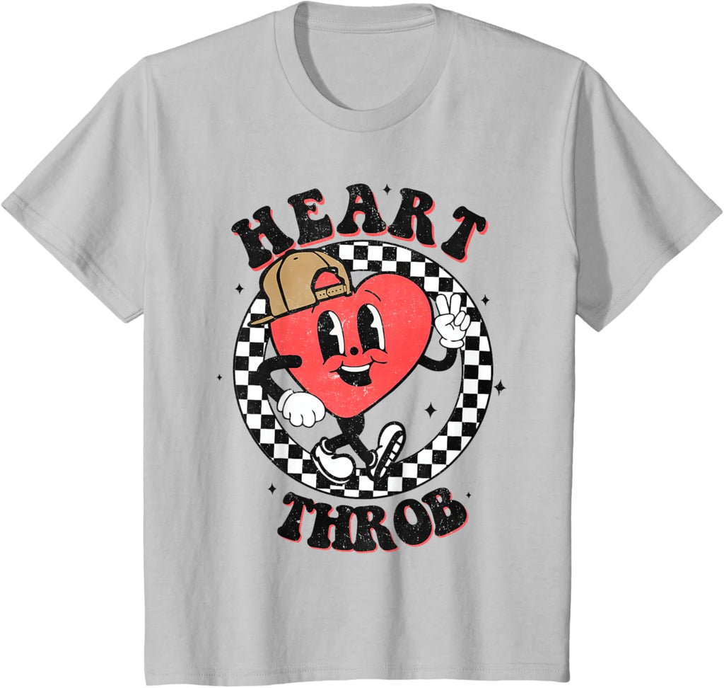Retro Heart Throb Checkered Kid Preschool Boy Valentines Day