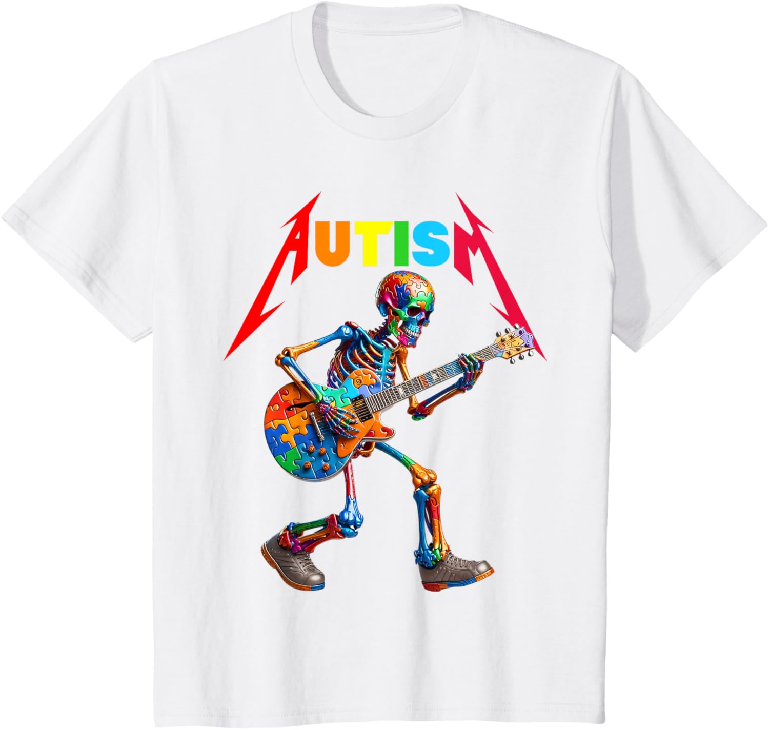 Autism Skeleton Guitar Rock Puzzle Music Autism Awareness