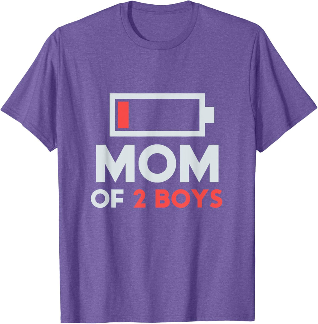 Mom of 2 Boys Gift from Son Mothers Day Birthday Women Mother Shirt