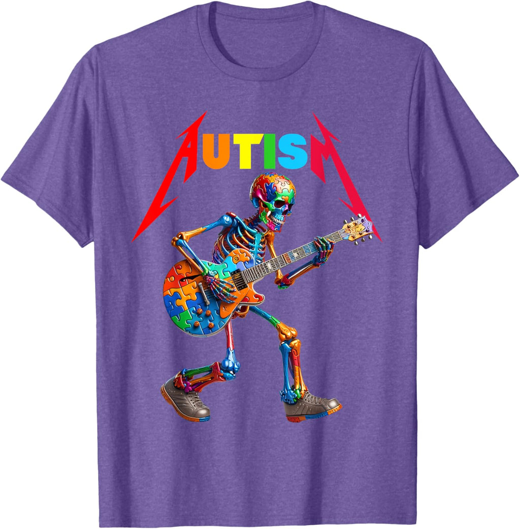 Autism Skeleton Guitar Rock Puzzle Music Autism Awareness