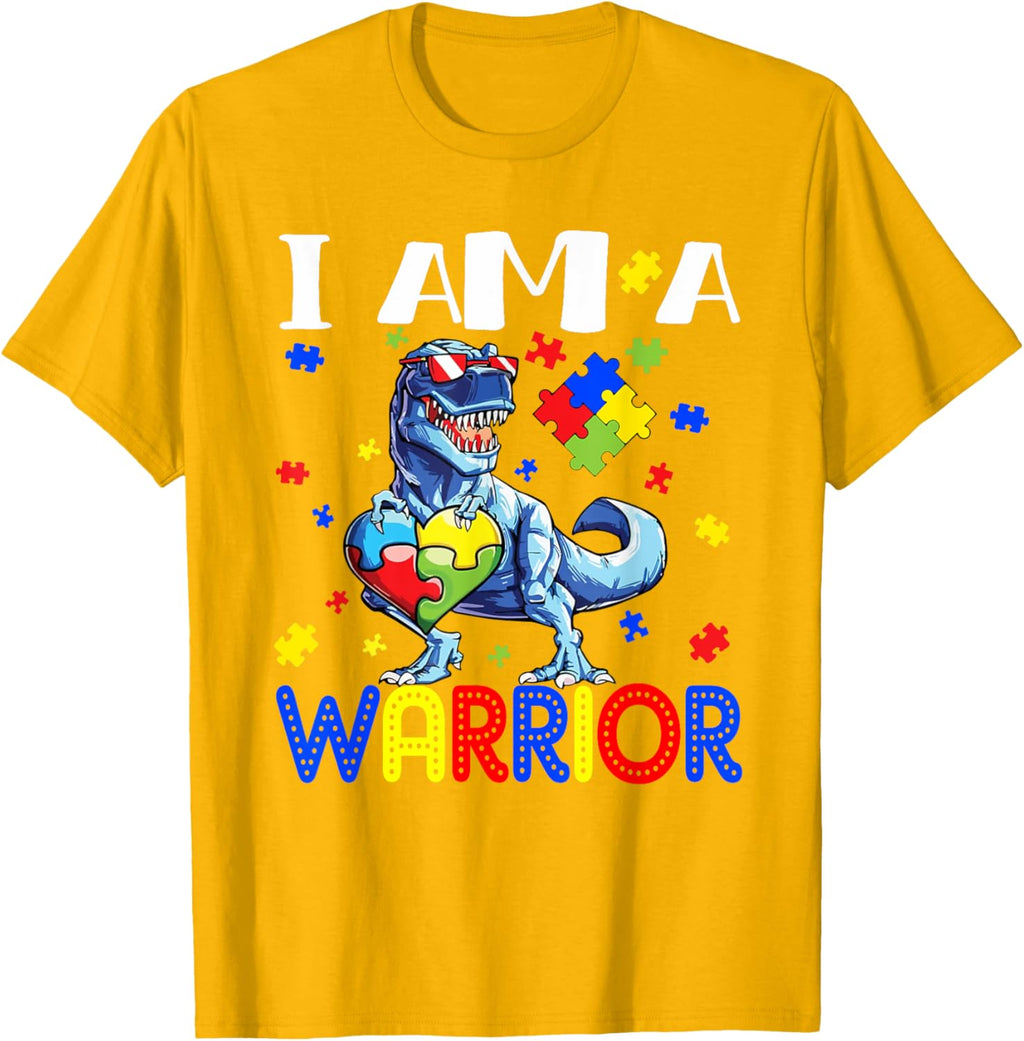 I Am A Warrior Autism Boys Family Dinosaur Autism Awareness