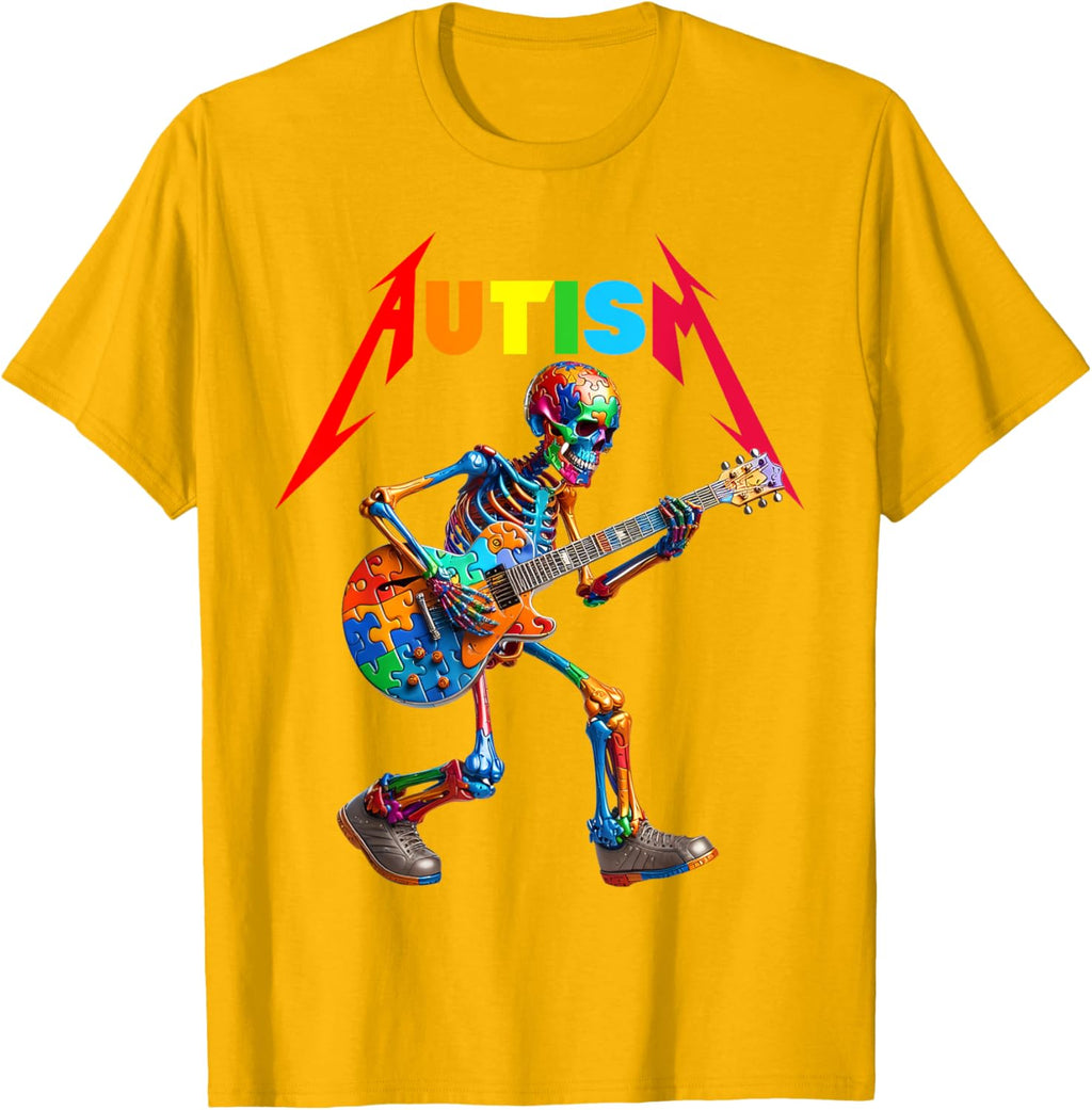 Autism Skeleton Guitar Rock Puzzle Music Autism Awareness