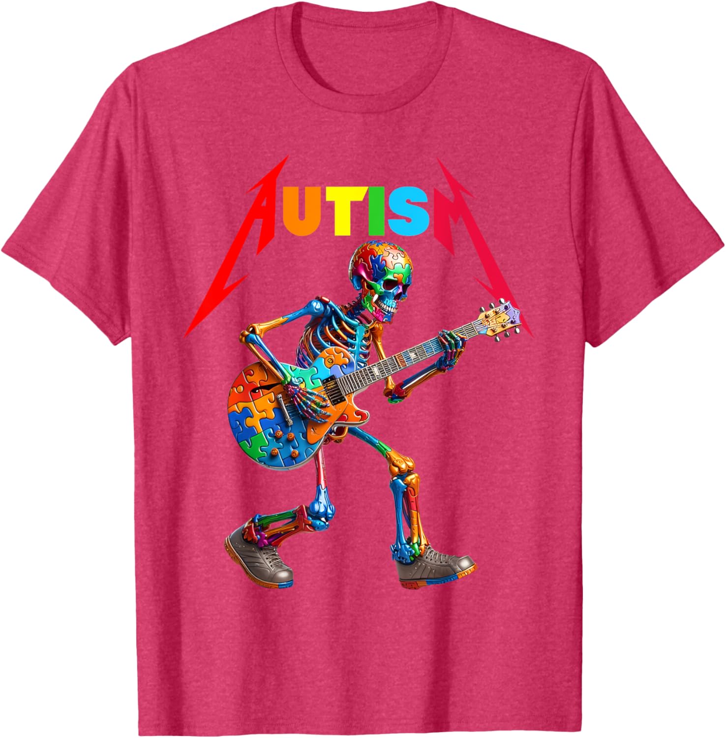 Autism Skeleton Guitar Rock Puzzle Music Autism Awareness