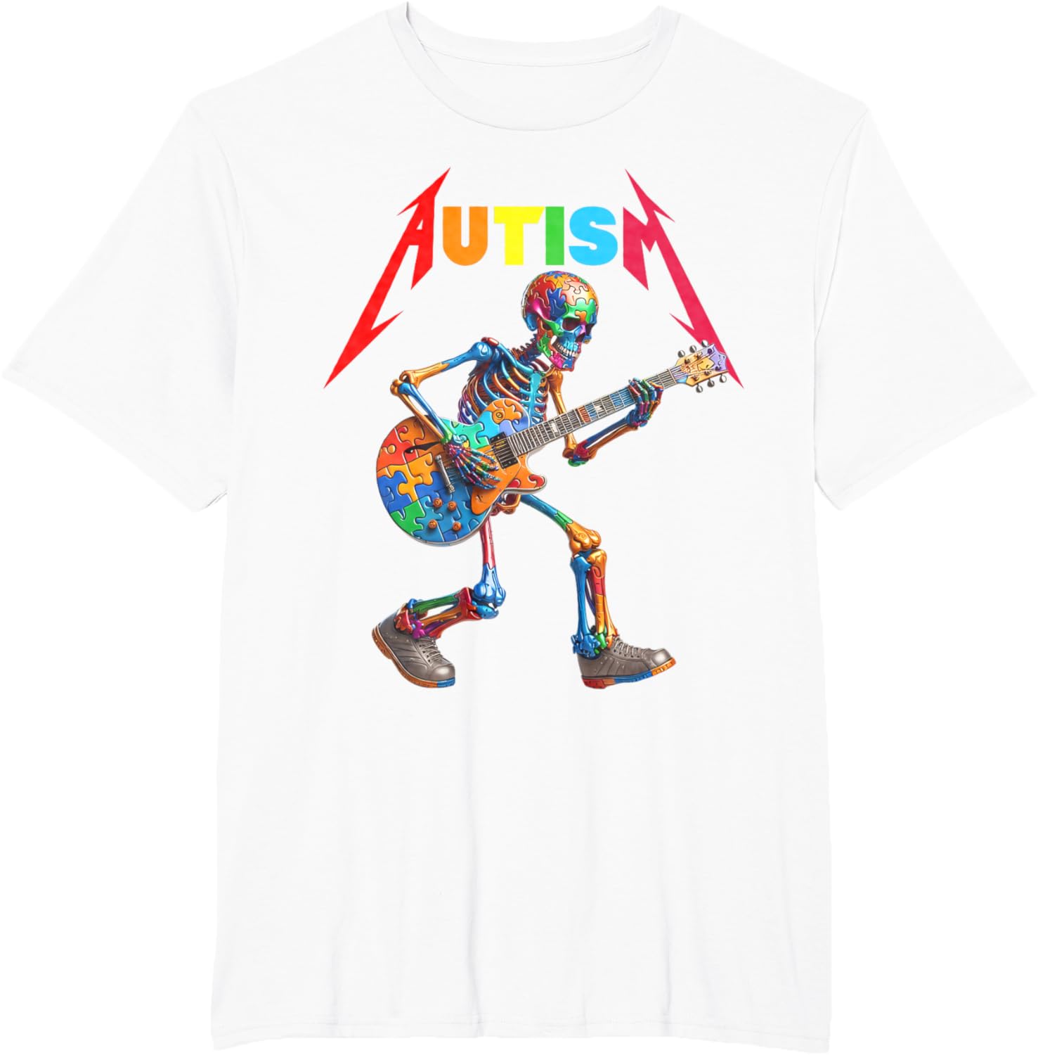 Autism Skeleton Guitar Rock Puzzle Music Autism Awareness