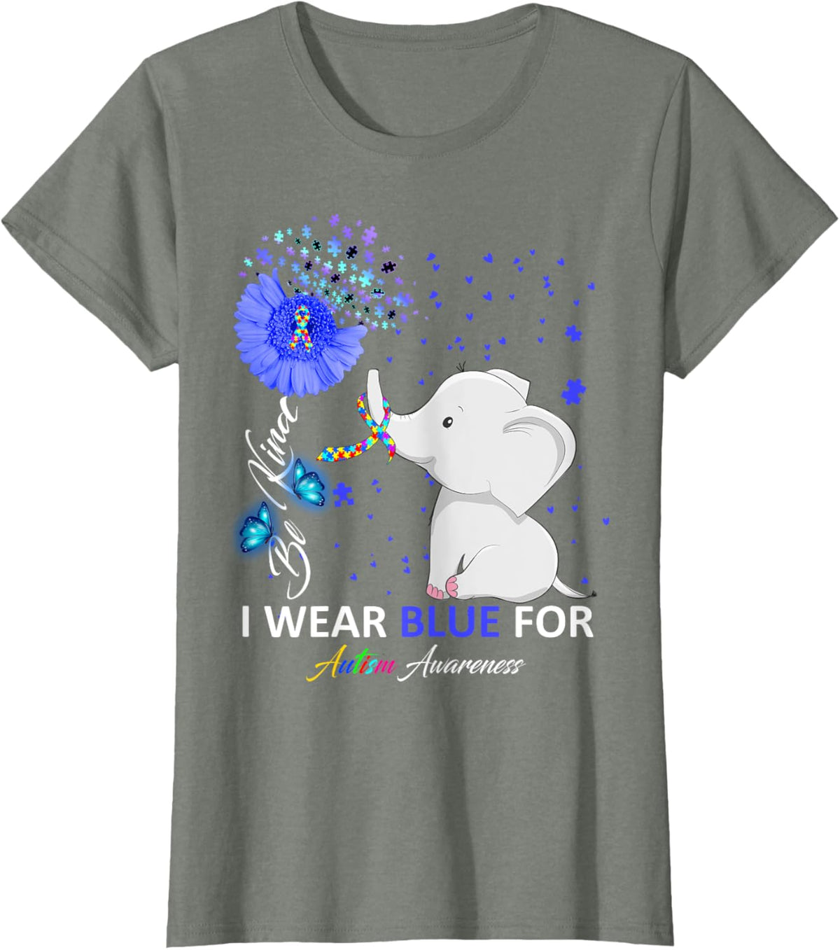 I Wear Blue Autism Awareness - Elephant Autism Awareness