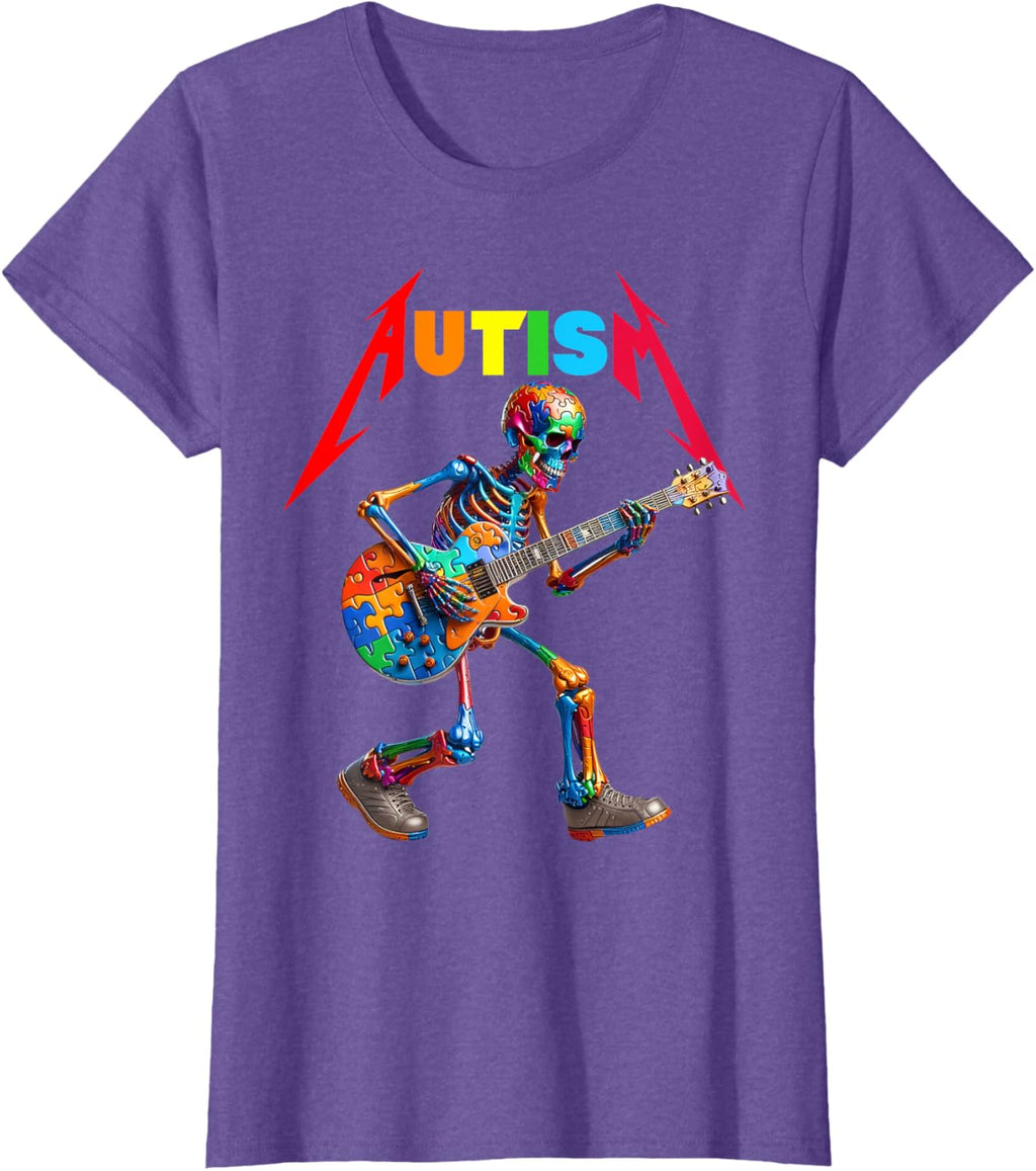 Autism Skeleton Guitar Rock Puzzle Music Autism Awareness