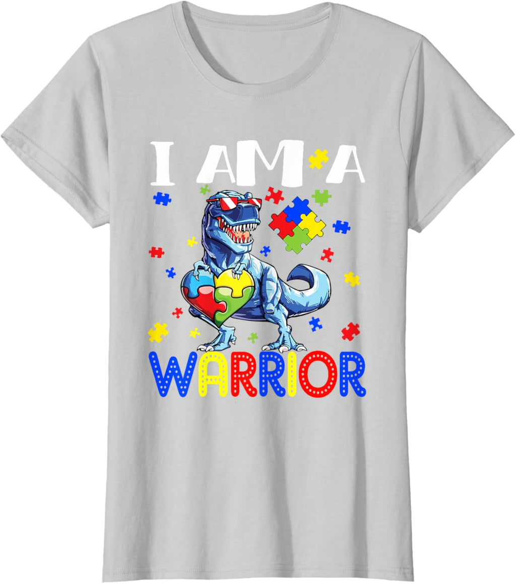 I Am A Warrior Autism Boys Family Dinosaur Autism Awareness