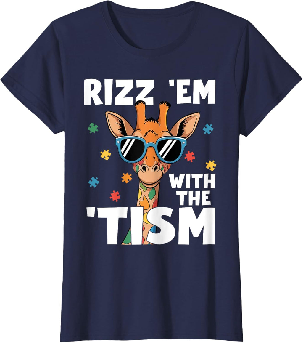 Rizz em with the tism Autism Giraffe Funny Autism Awareness