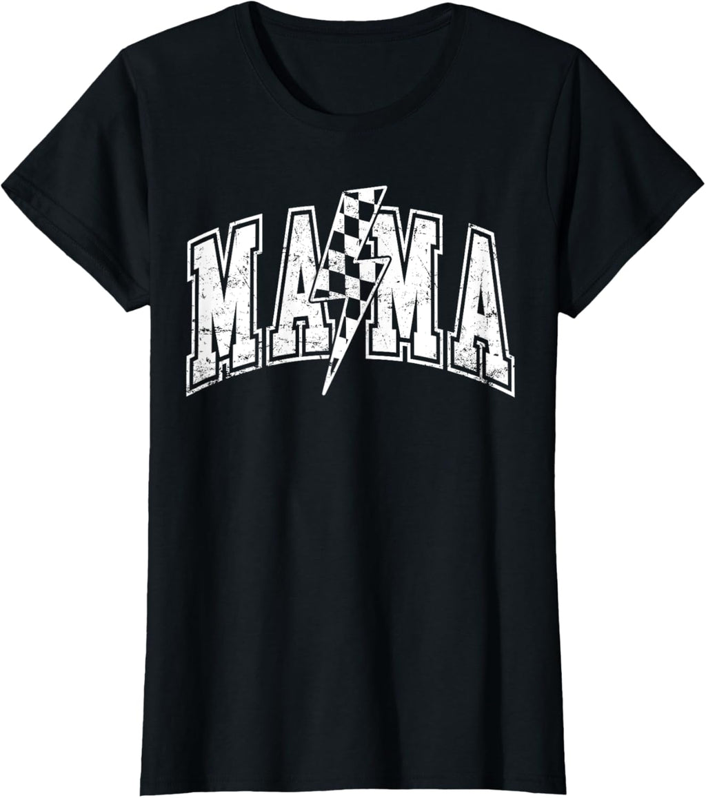 Mama Lightning Bolt Checkered Varsity Mom Women Mother's Day Mother Shirt