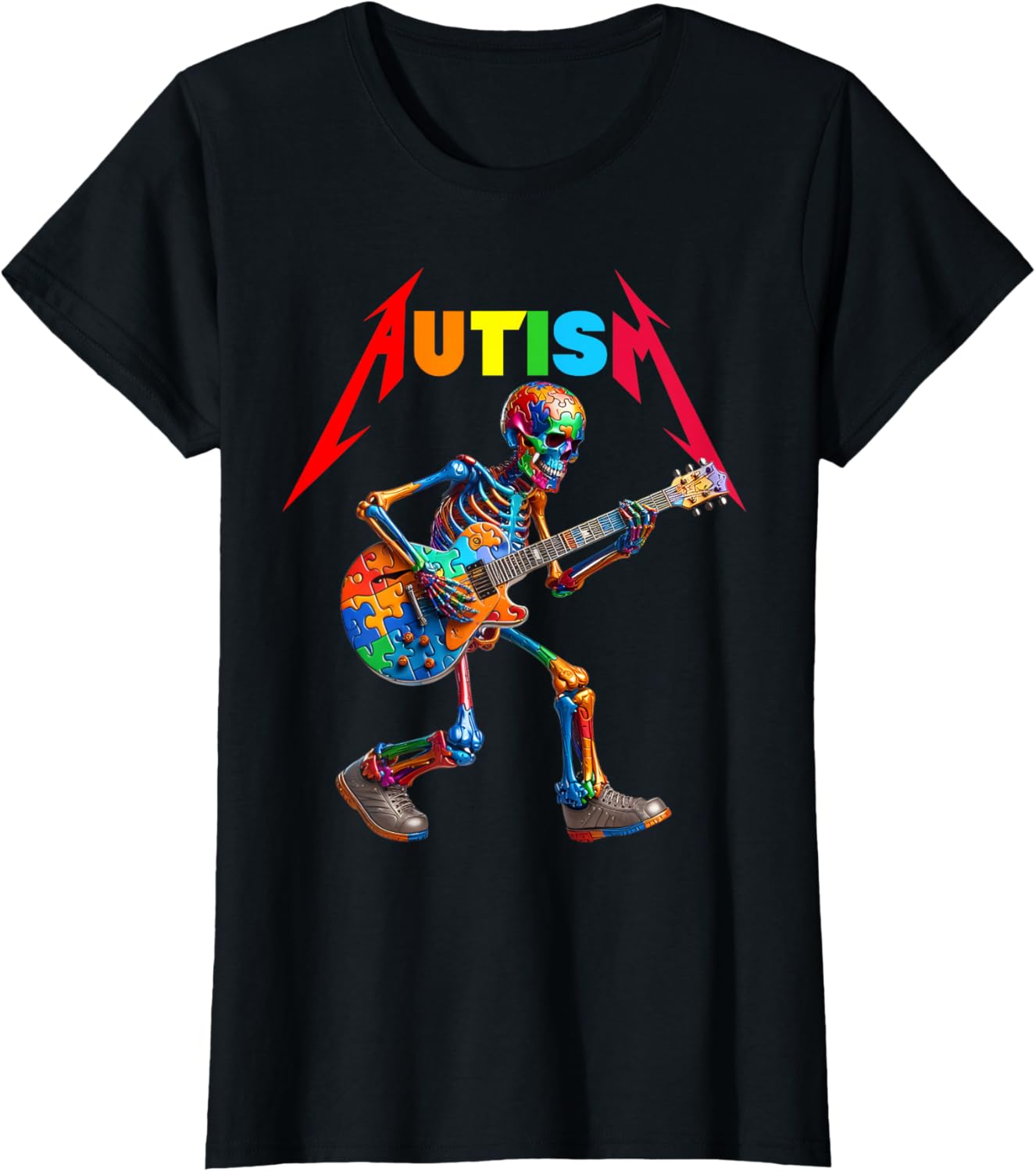 Autism Skeleton Guitar Rock Puzzle Music Autism Awareness