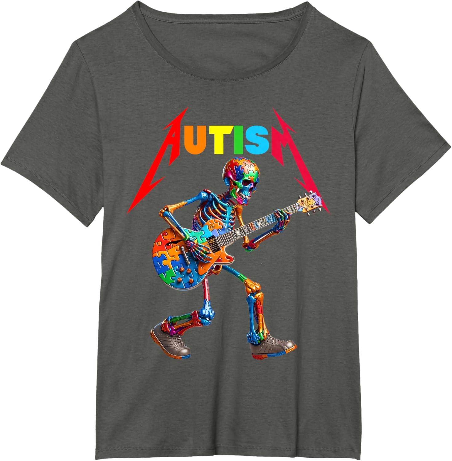 Autism Skeleton Guitar Rock Puzzle Music Autism Awareness