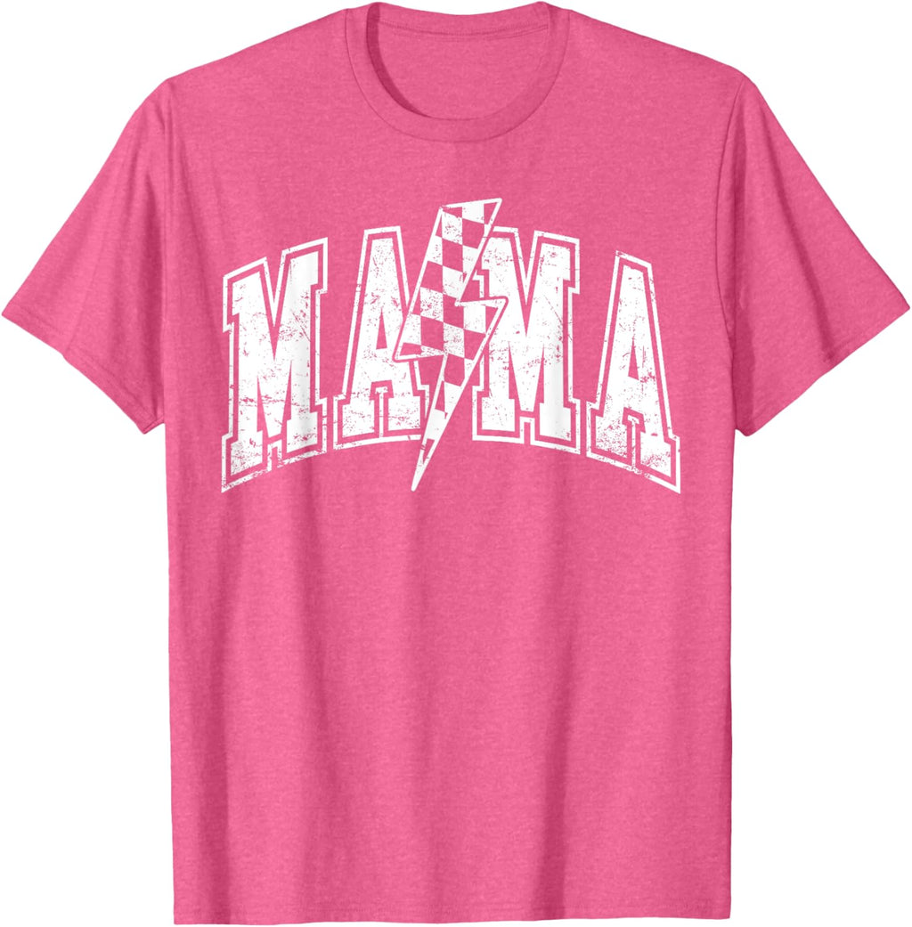 Mama Lightning Bolt Checkered Varsity Mom Women Mother's Day Mother Shirt