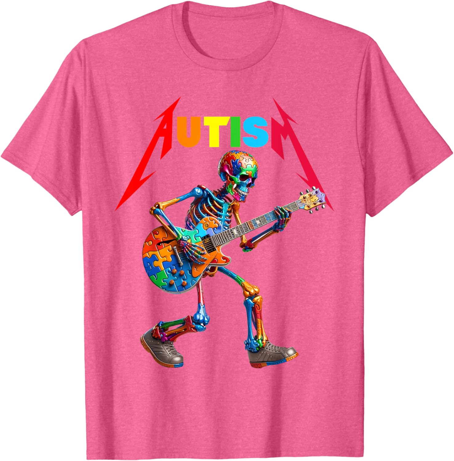 Autism Skeleton Guitar Rock Puzzle Music Autism Awareness
