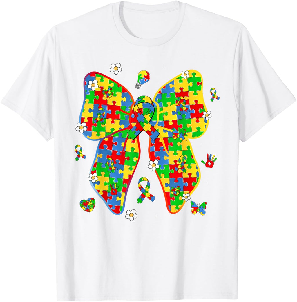 Autism Awareness Coquette Bow Puzzle Bow Women Kids Girl Boy