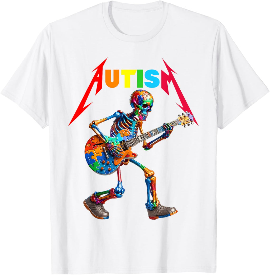 Autism Skeleton Guitar Rock Puzzle Music Autism Awareness