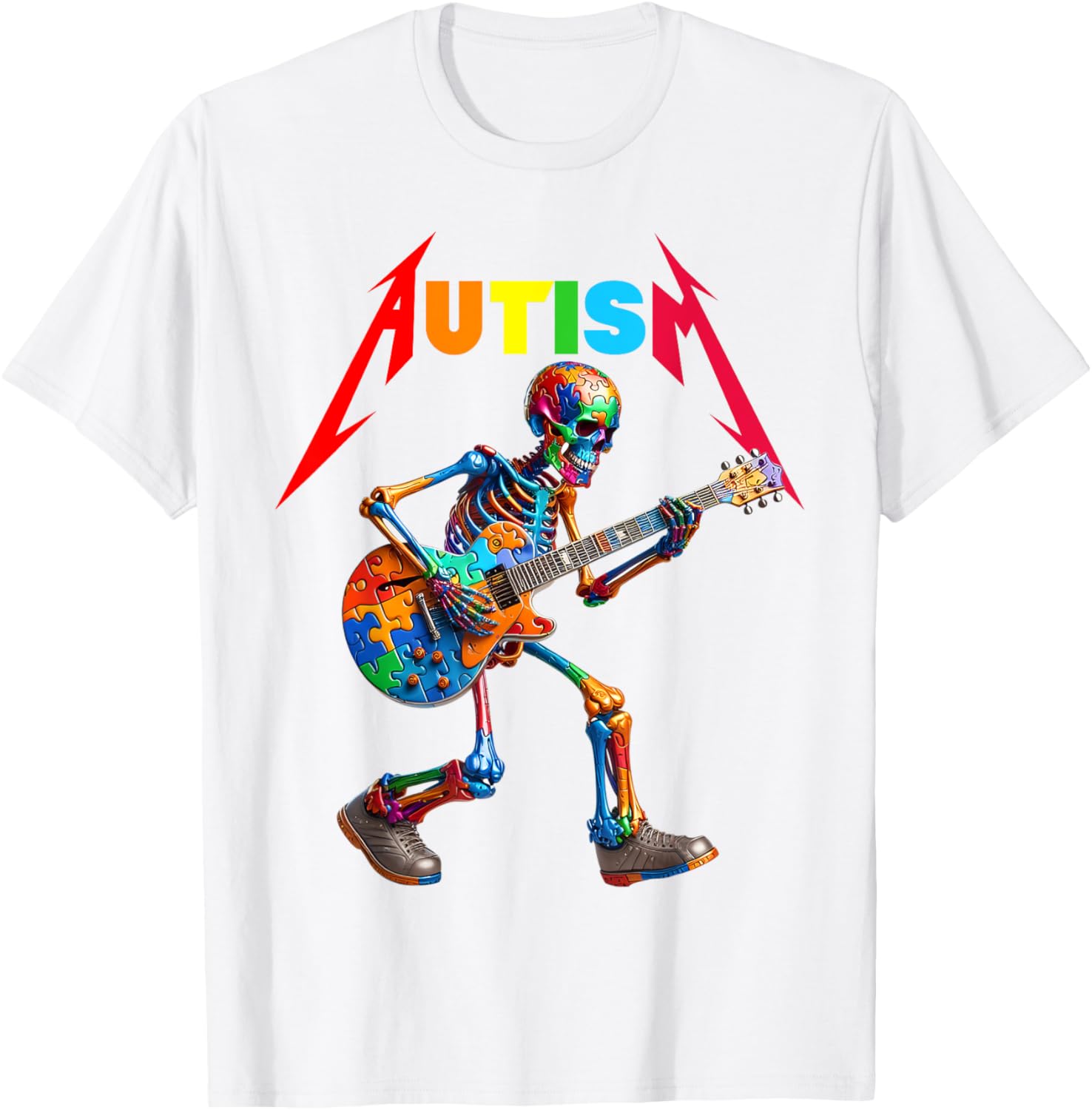 Autism Skeleton Guitar Rock Puzzle Music Autism Awareness