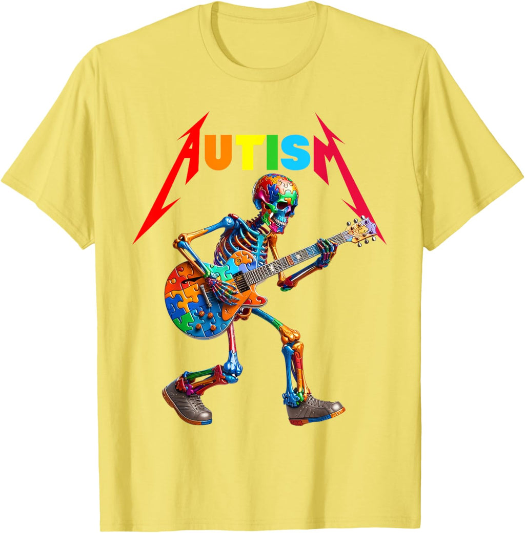 Autism Skeleton Guitar Rock Puzzle Music Autism Awareness