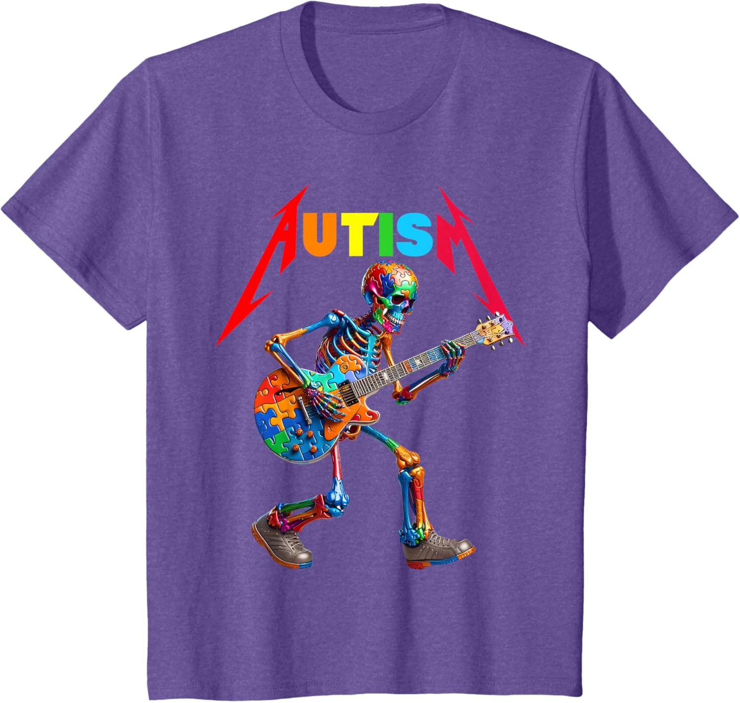 Autism Skeleton Guitar Rock Puzzle Music Autism Awareness