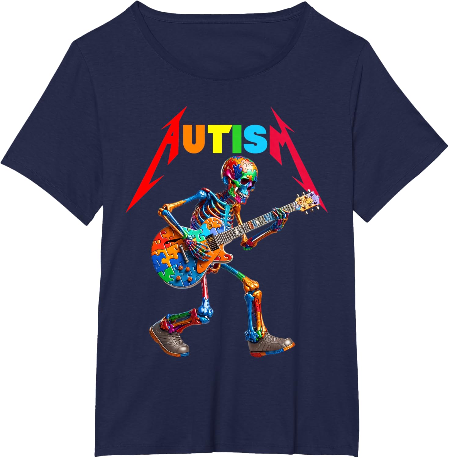 Autism Skeleton Guitar Rock Puzzle Music Autism Awareness