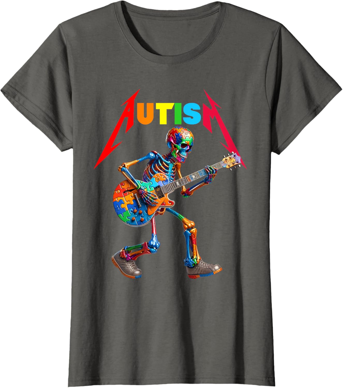 Autism Skeleton Guitar Rock Puzzle Music Autism Awareness