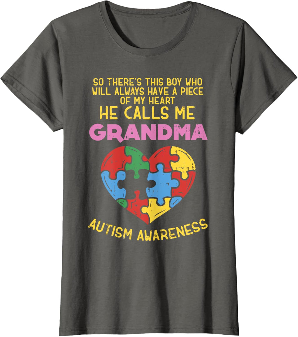Grandma Autism Awareness Shirt Austistic Boy Piece My Heart