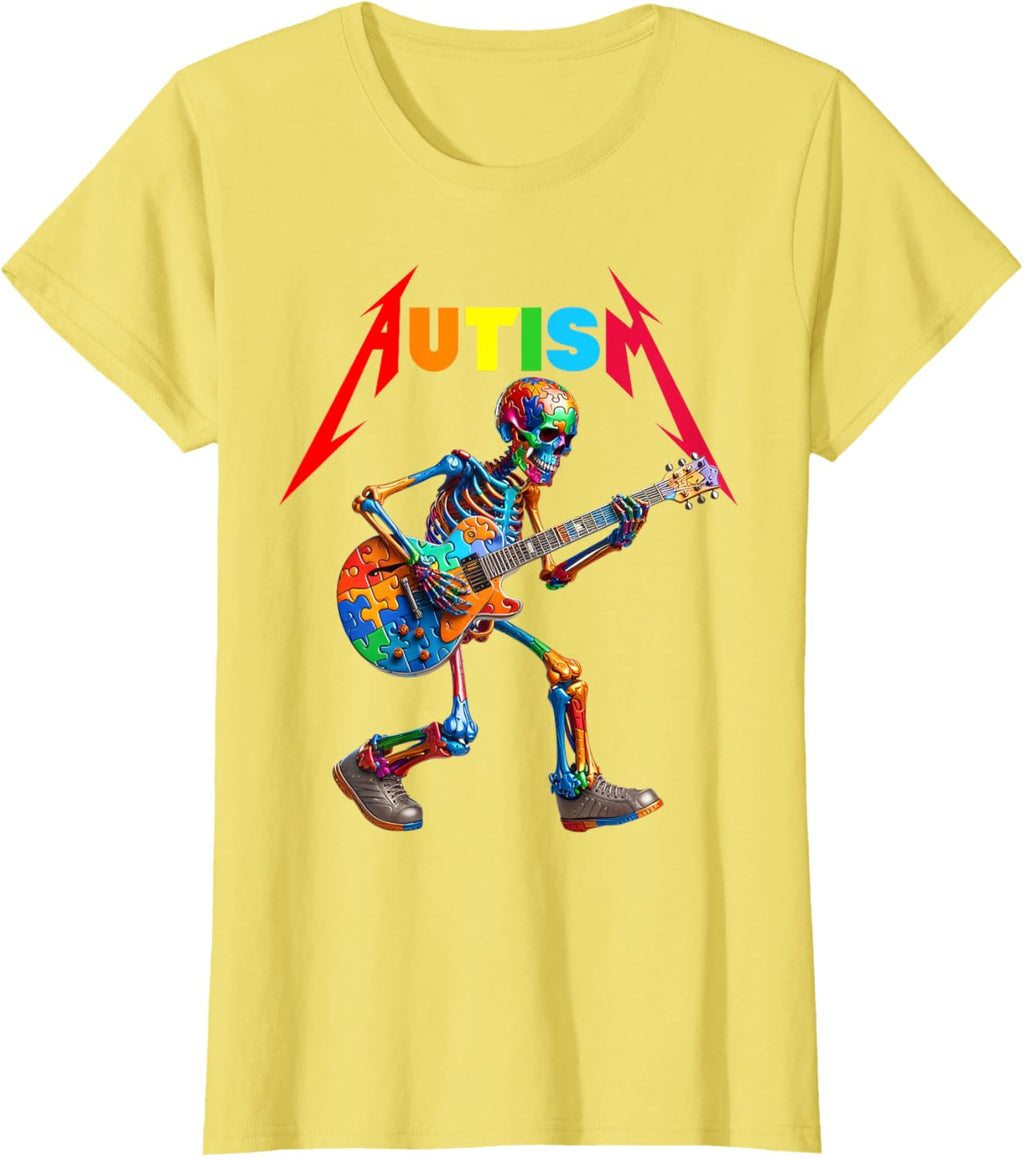 Autism Skeleton Guitar Rock Puzzle Music Autism Awareness